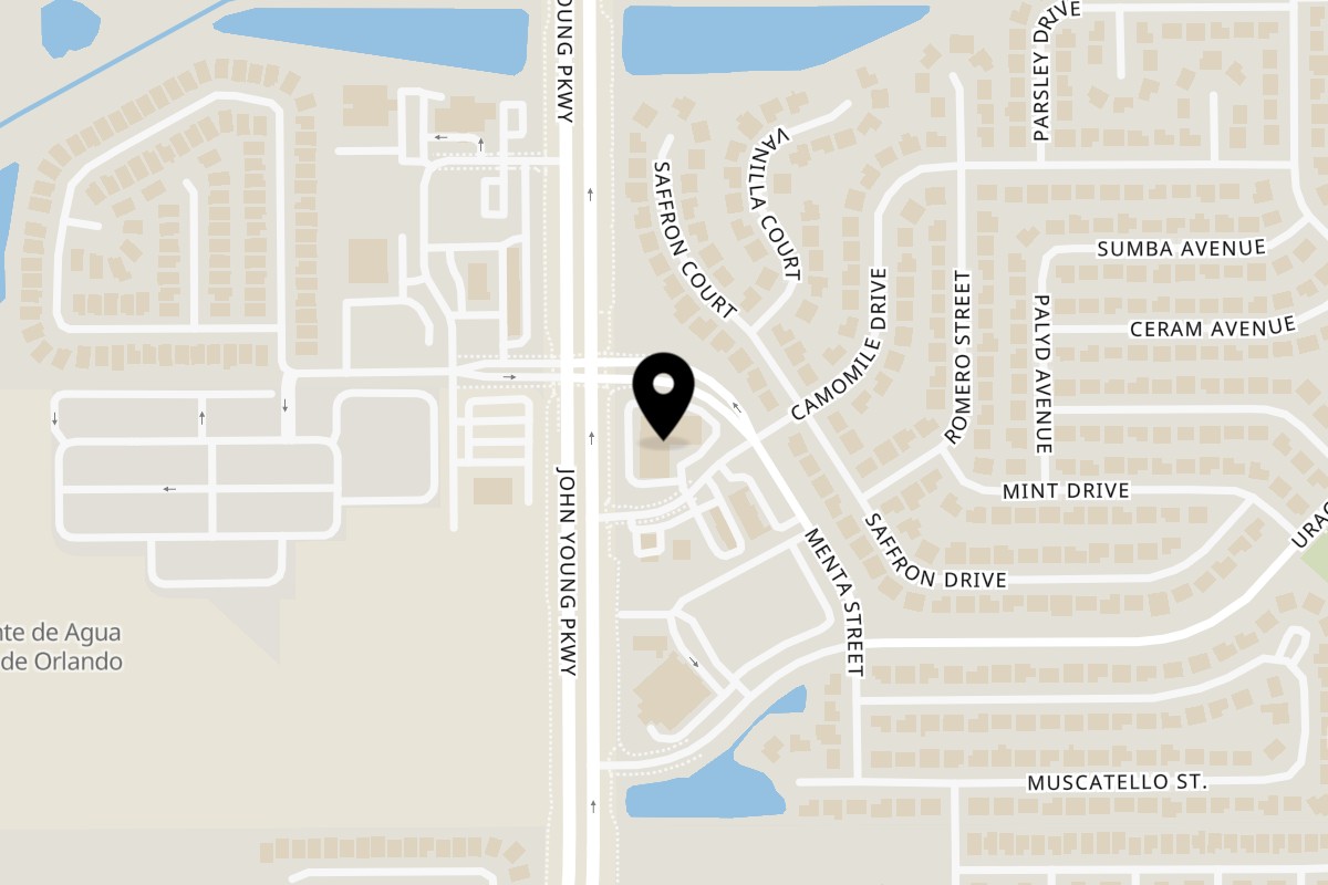 Map showing the location of Touken Sushi Hunters Creek on 12200 Menta St #106 in Orlando